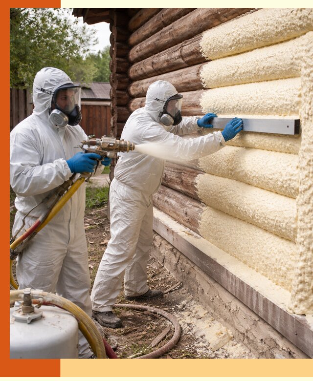 Утепление бревенчатого дома ППУ в Бузулуке эффективной изоляцией