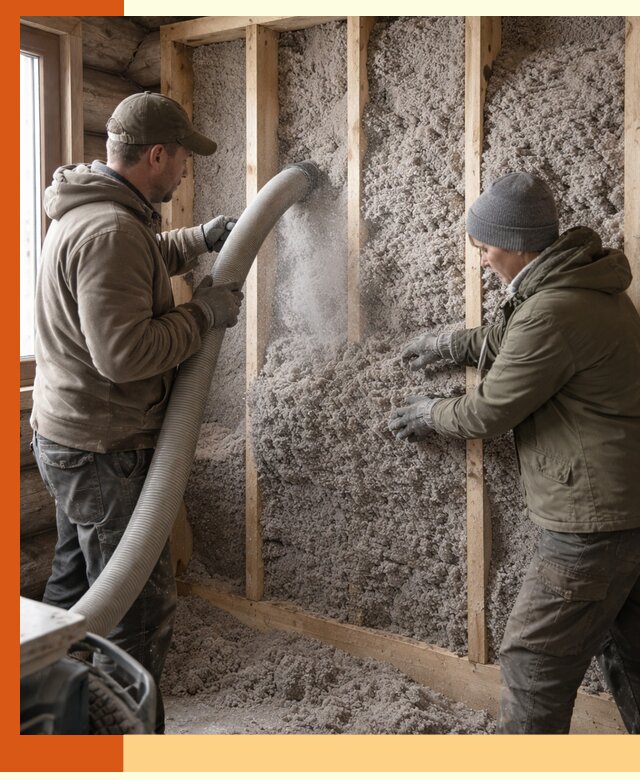 Утепление бревенчатого дома эковатой в Бузулуке