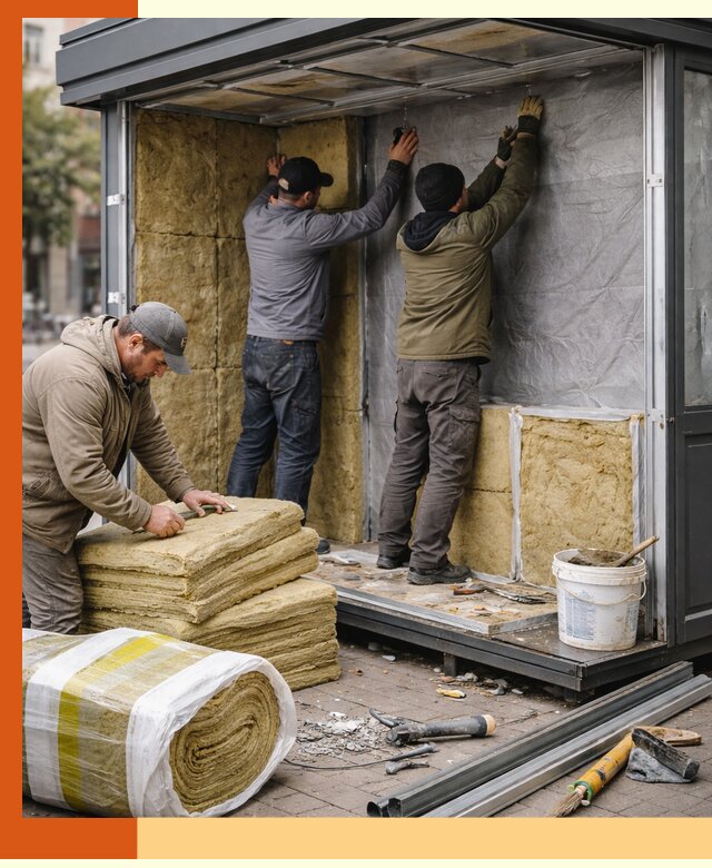 Утепление павильона шаурмы под ключ в Бузулуке