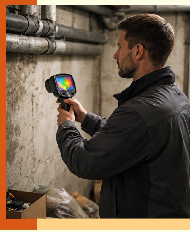 Тепловизионное обследование подвала в Бузулуке для поиска утечек тепла